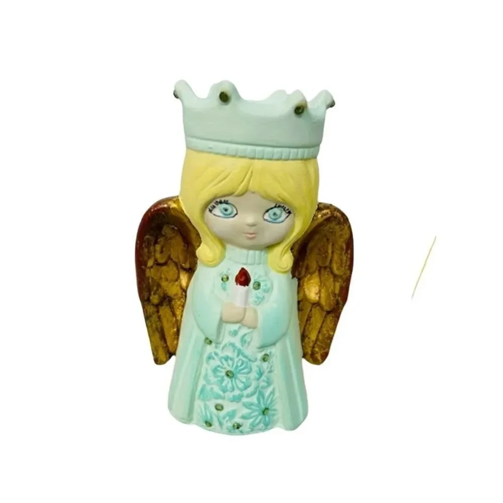 MCM Hobbyist Studio Art Set of 3 Angels Green Pink Yellow 1980